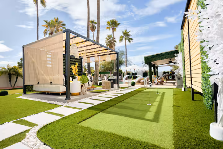 Luxury patio at golden hour