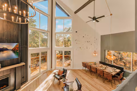 Living room with high ceilings